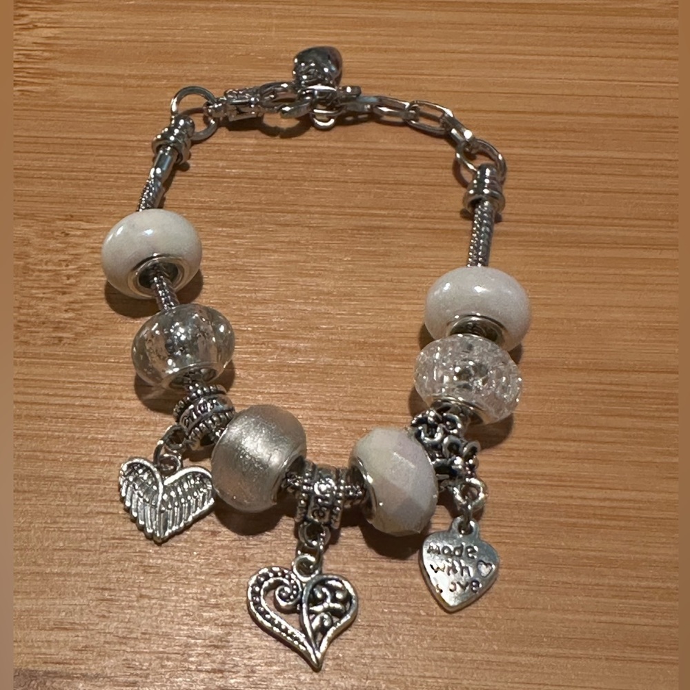 European Style Charm Bracelet White 6 inch to 7.5 inch Wrist